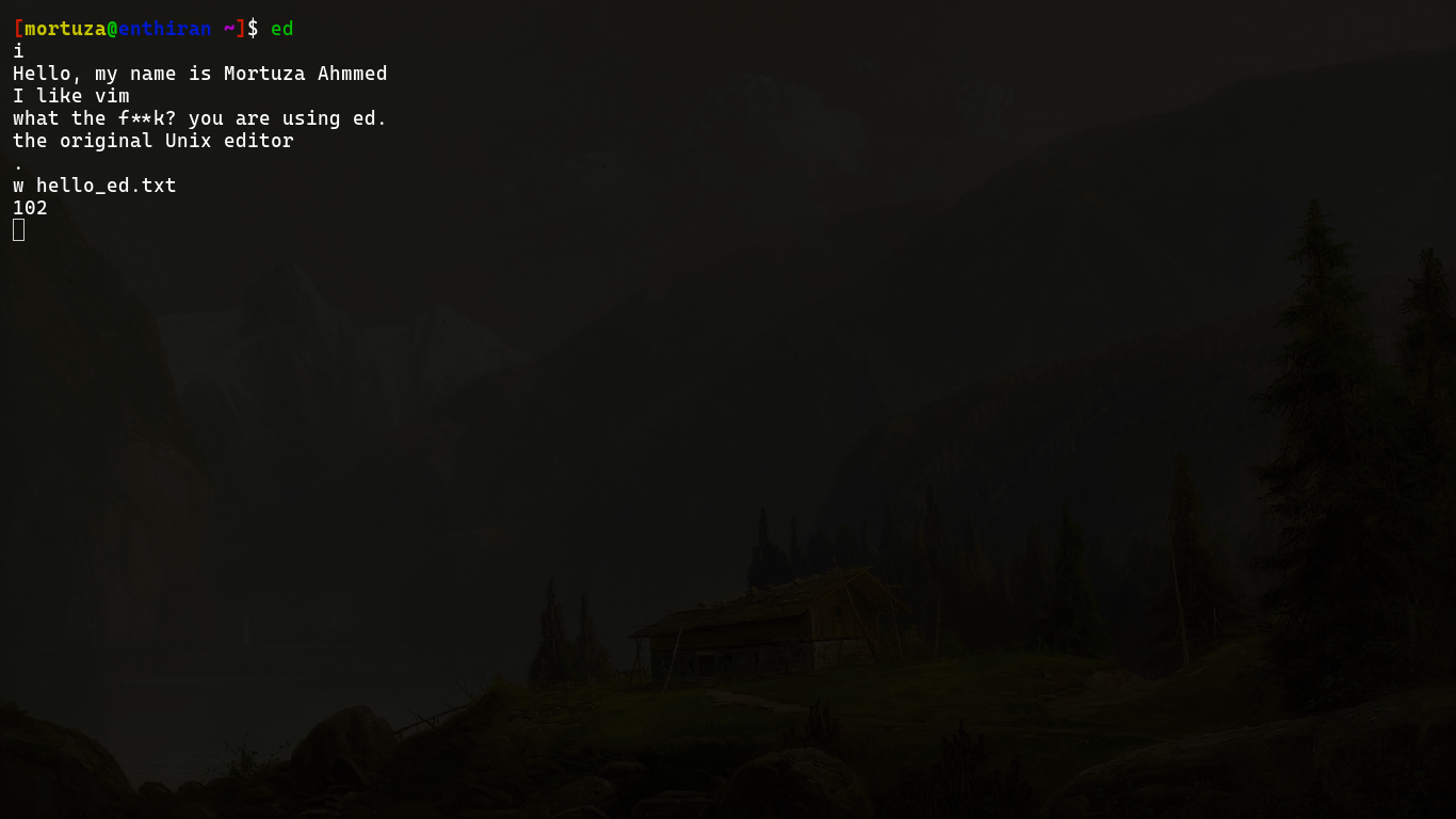 image of gnu ed text editor